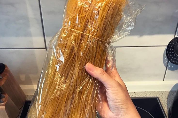 A package of dry corn noodles