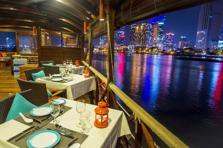 Dine on the restaurant nearby Saigon river