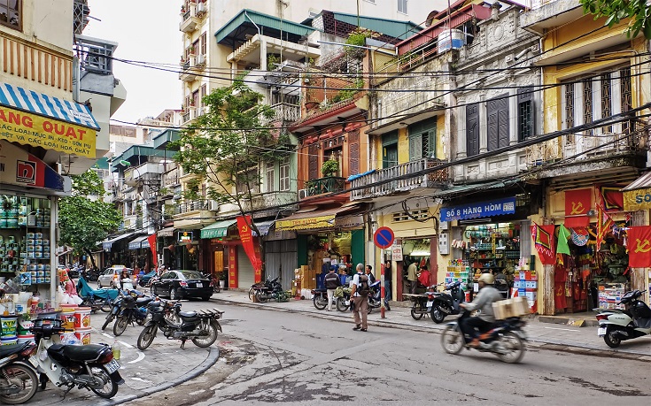 Hanoi Old Quarter crossroads