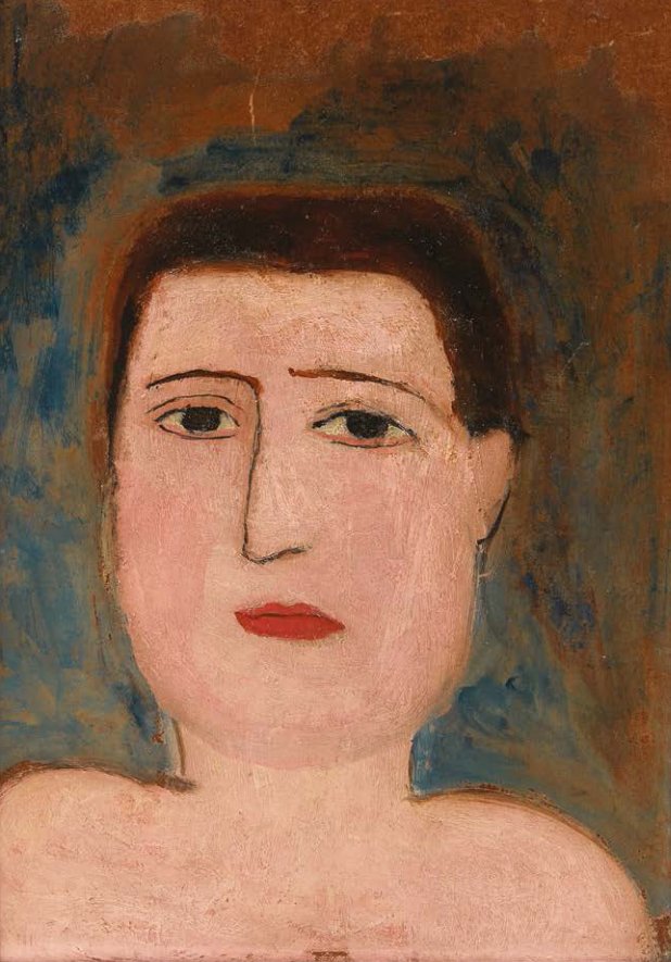 Marie Laurencin (1883-1956), Portrait of Guillaume Apollinaire, 1908-1909 11 ⅛ x 8 in. (28.2 x 20.3 cm), oil on cardboard © Fondation Foujita / Adagp, Paris, 2019