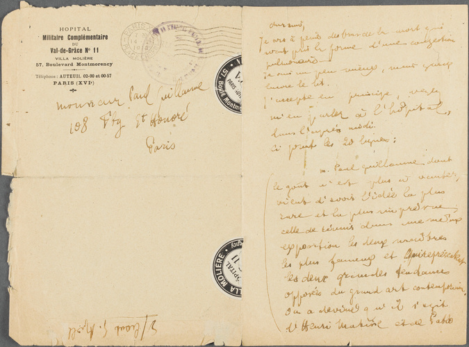 Guillaume Apollinaire - Correspondance manuscrite : Guillaume Apollinaire à Paul...