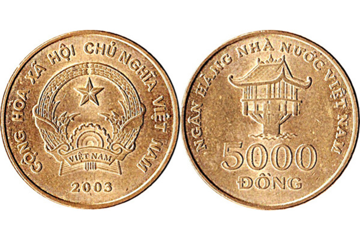 One pillar pagoda on Vietnamese dong