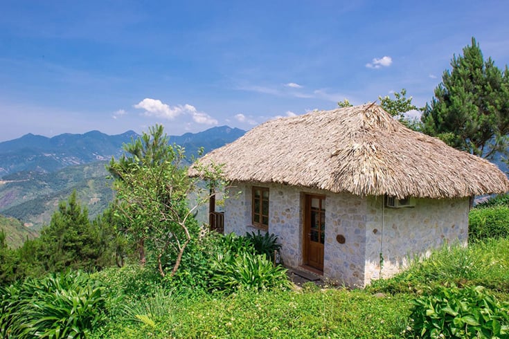 Outside the bungalow