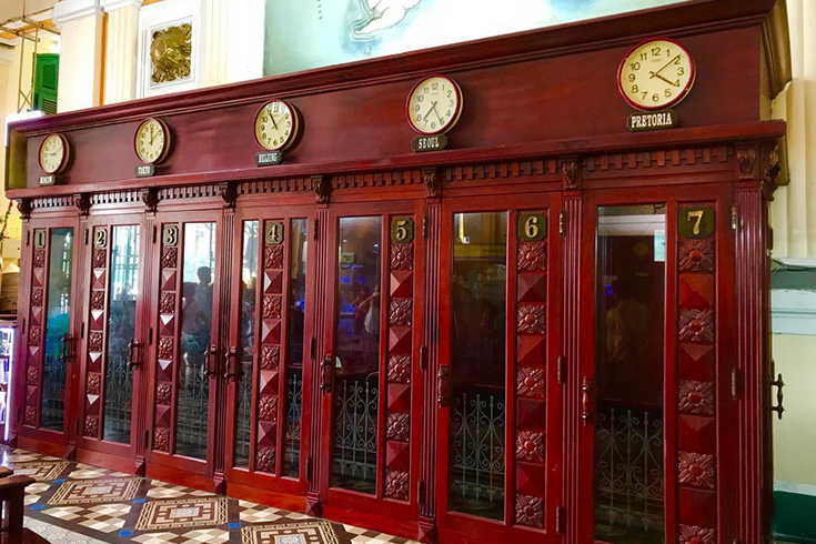 Phone booths inside the post office 