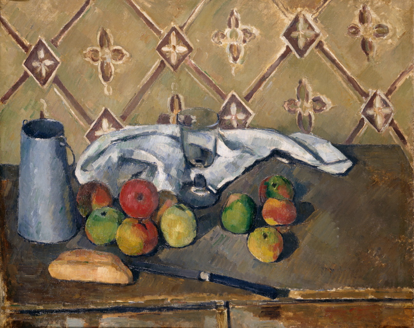 Paul Cézanne - Fruits, serviette et boîte à lait
