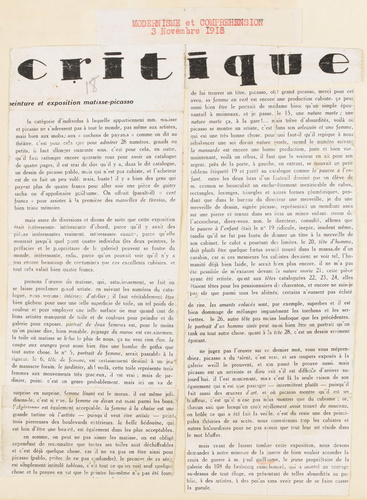 Anonyme - Critique : peinture et exposition Matisse-Picasso