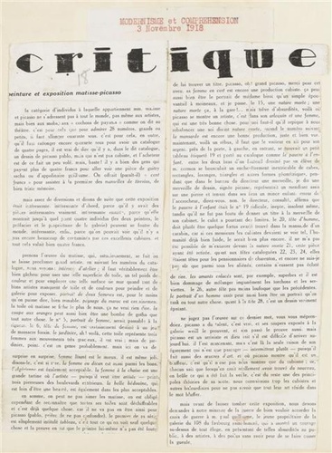 Anonyme - Critique : peinture et exposition Matisse-Picasso